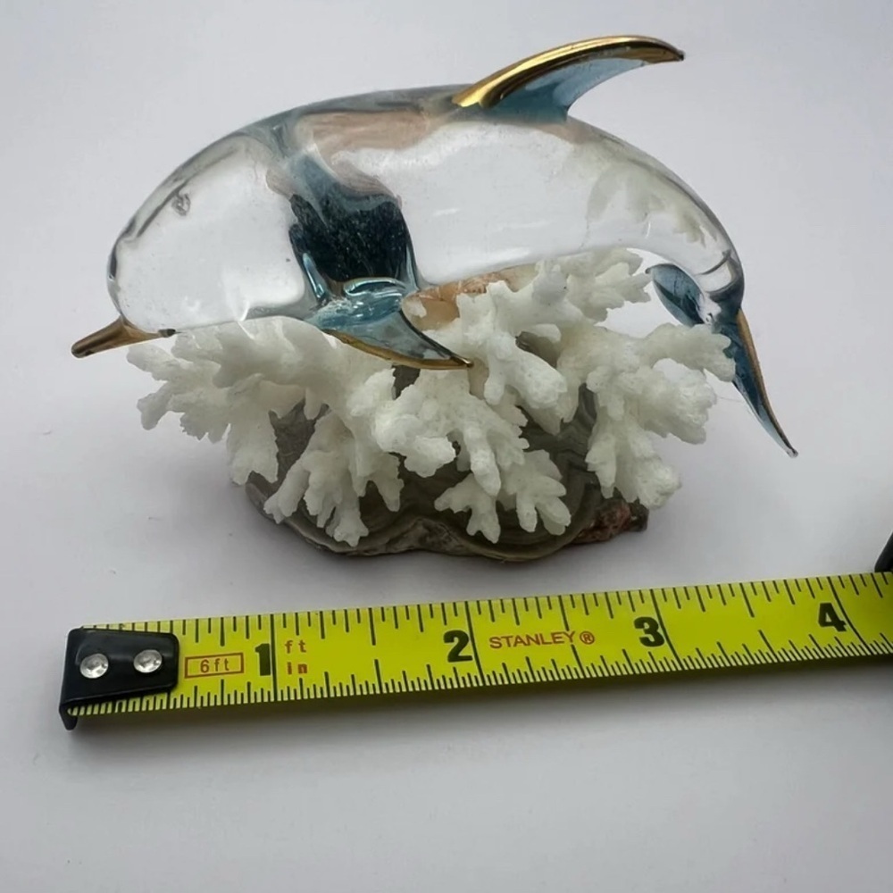 Elegant Glass Dolphin Figurine with Gold Accents - Picture 9 of 9